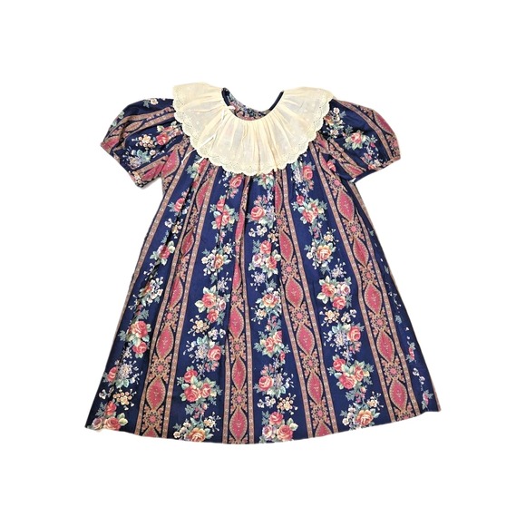 Judy Lynn Other - Vintage Judy Lynn Floral Chintz Dress with Lace Collar Made in USA Cotton Size 4